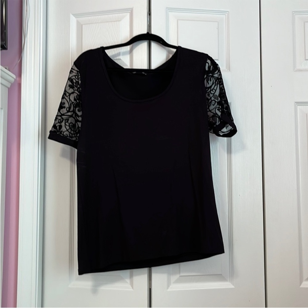 Elegant Black Lace Sleeve Top